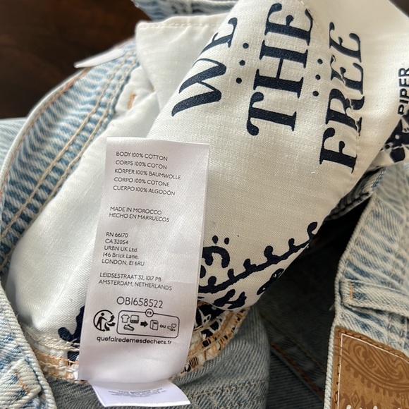 Free People Piper Striped Print Mid Rise Cropped Wide Leg Jeans - Picture 14 of 16